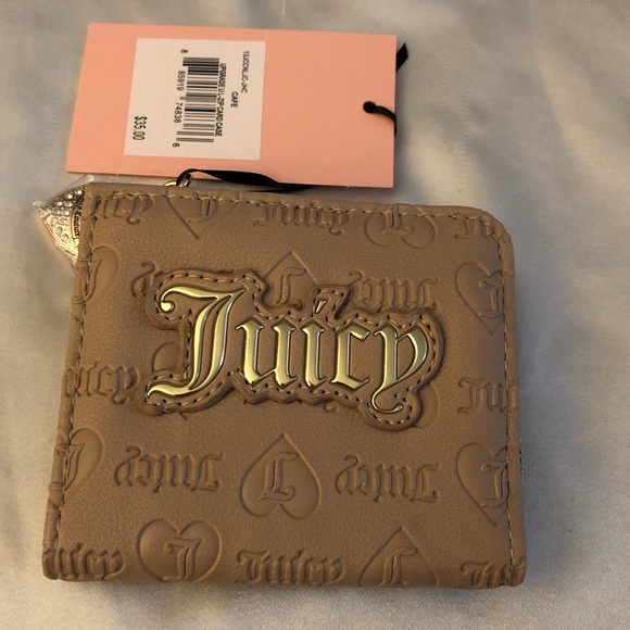 Juicy Couture Cafe Upgrade U L-Zip Faux Leather Card Case NWT - Picture 3 of 16